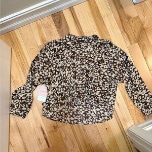 Very J Brown and Cream Patterned Blouse